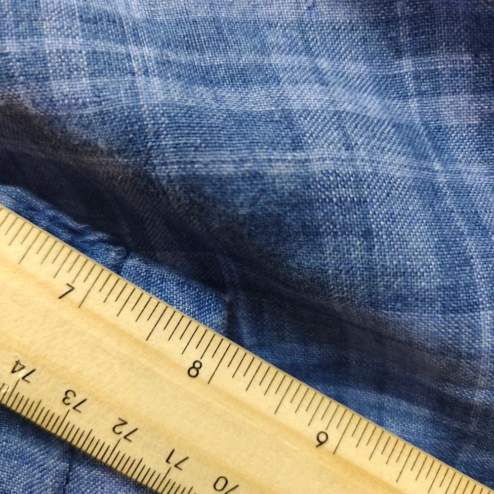 Peter Millar Crown Mens 40 Blue Plaid 100% Linen Shorts MS22B14
